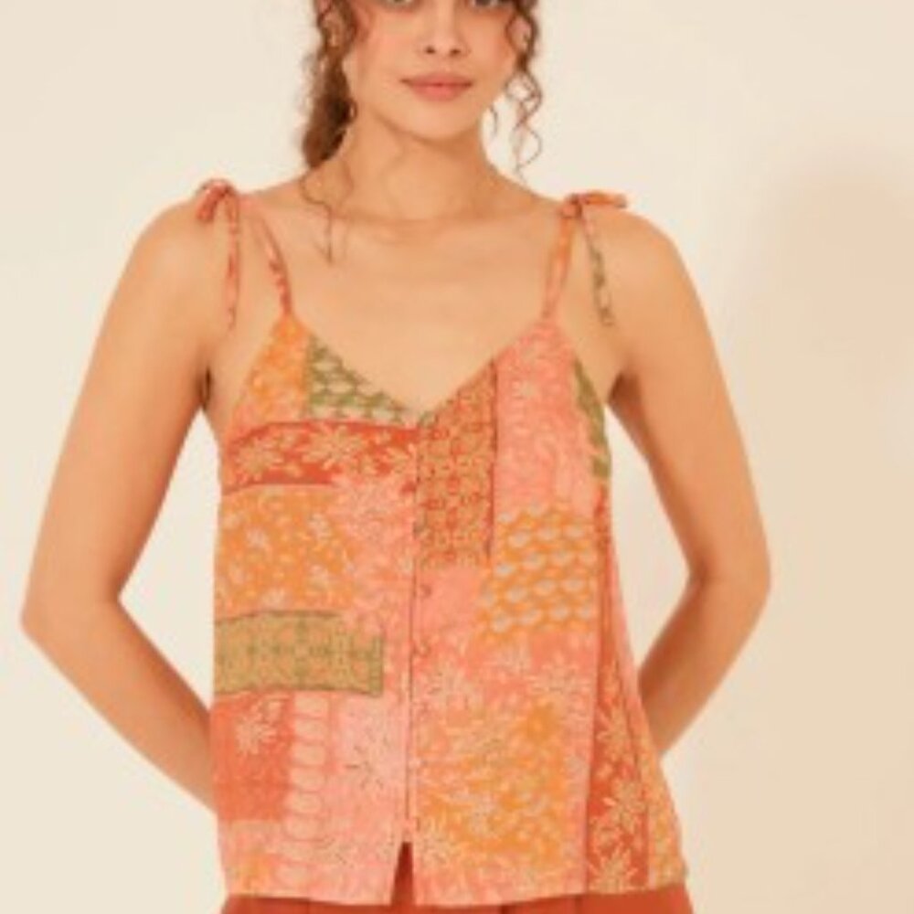 Bila77 Multicolor Patchwork Paisely‎ Mott Top Camisole SZ XS - NWT